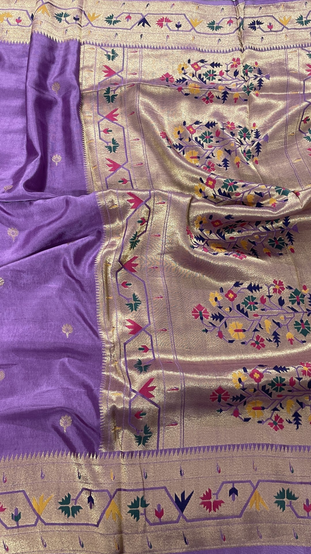 Lavender Paithani Viscose Crepe Silk Saree