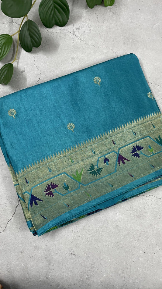 Blue Paithani Viscose Crepe Silk Saree