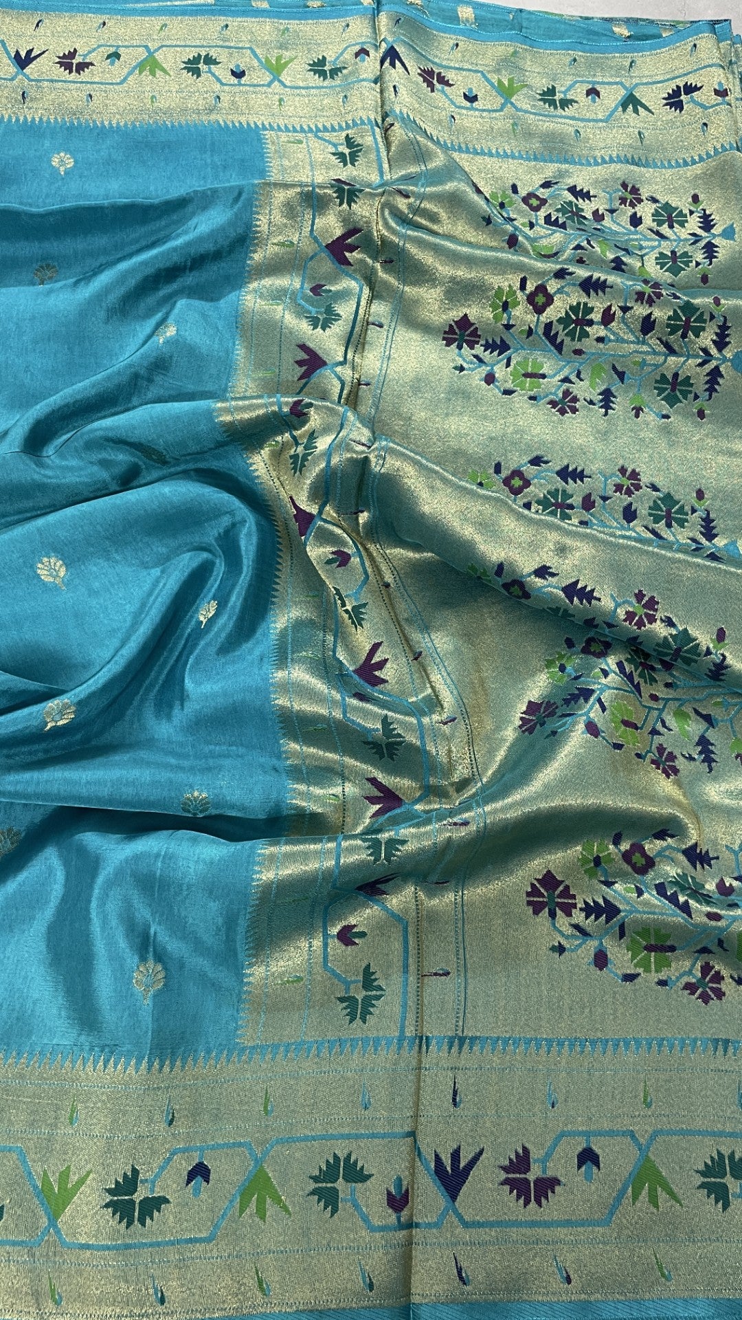 Blue Paithani Viscose Crepe Silk Saree