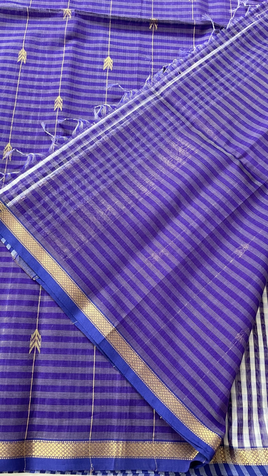 Blue Checks Pure Maheshwari Silk Cotton Saree