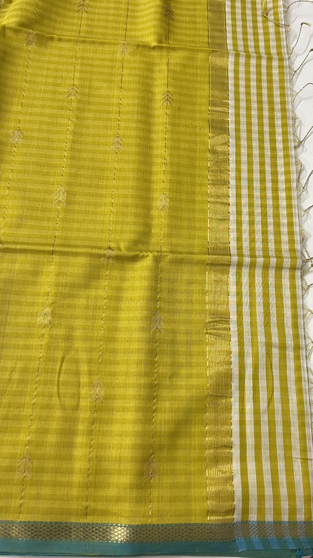 Yellow Checks Pure Maheshwari Silk Cotton Saree
